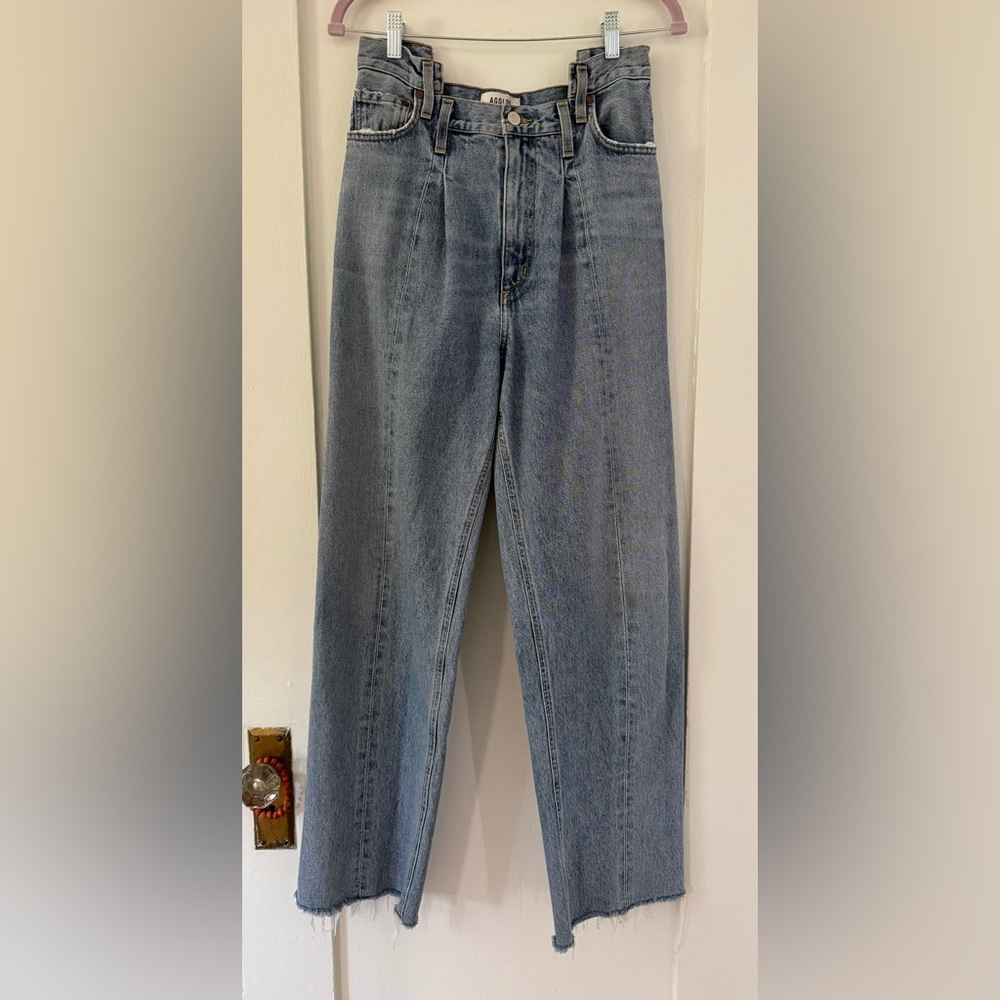 Agolde Pieced Angled Asymmetric High-Rise Organic-Cotton Denim Jeans size 26 - Picture 3 of 8